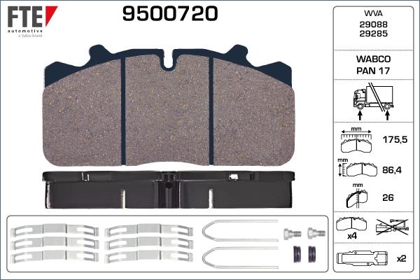 FTE 9500720 - Brake Pad Set, disc brake car-mod.net