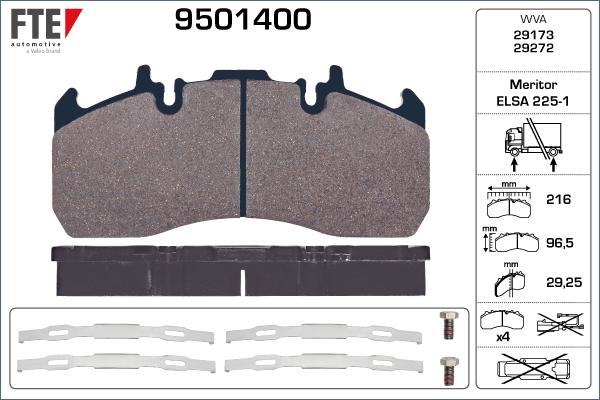 FTE 9501400 - Brake Pad Set, disc brake car-mod.net