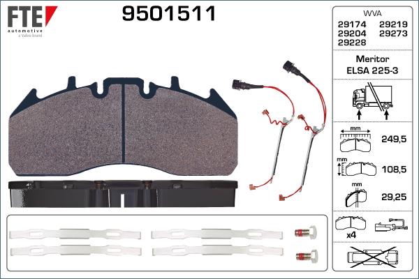 FTE 9501511 - Brake Pad Set, disc brake car-mod.net