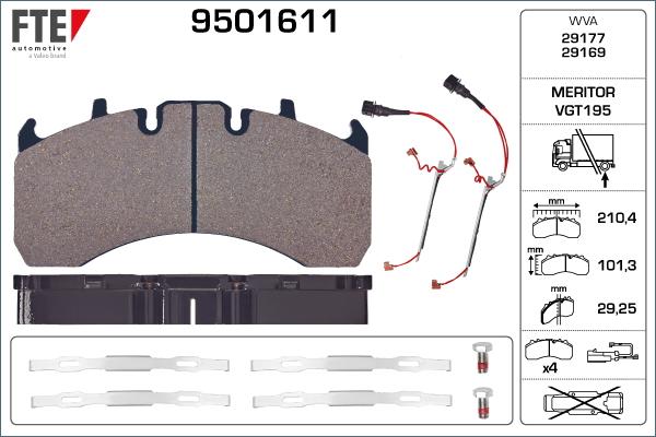 FTE 9501611 - Brake Pad Set, disc brake car-mod.net