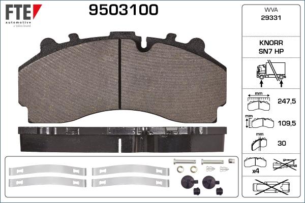 FTE 9503100 - Brake Pad Set, disc brake car-mod.net
