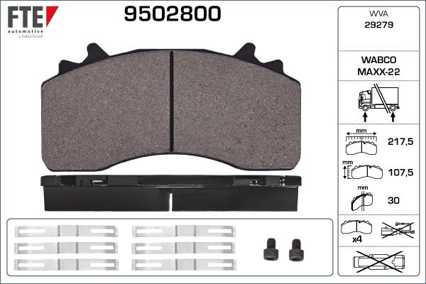 FTE 9502800 - Brake Pad Set, disc brake car-mod.net