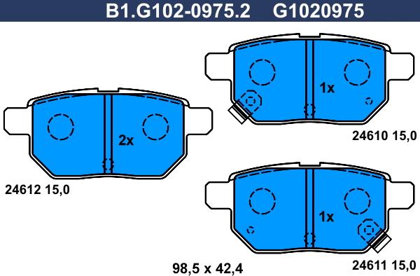 Galfer B1.G102-0975.2 - Brake Pad Set, disc brake car-mod.net