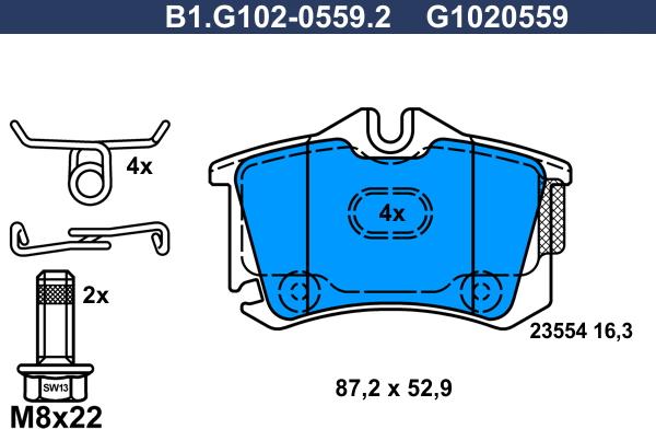 Galfer B1.G102-0559.2 - Brake Pad Set, disc brake car-mod.net