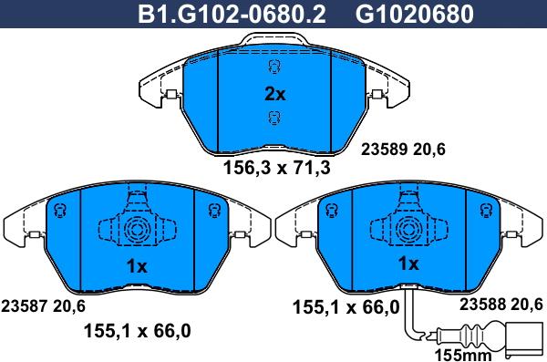 Galfer B1.G102-0680.2 - Brake Pad Set, disc brake car-mod.net