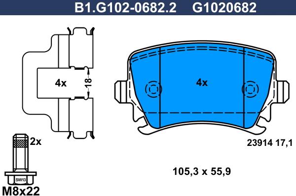 Galfer B1.G102-0682.2 - Brake Pad Set, disc brake car-mod.net