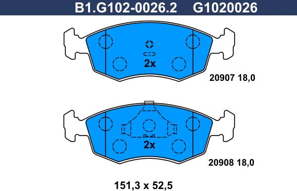 Galfer B1.G102-0026.2 - Brake Pad Set, disc brake car-mod.net