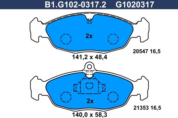 Galfer B1.G102-0317.2 - Brake Pad Set, disc brake car-mod.net