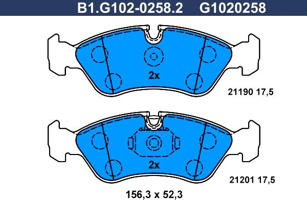 Galfer B1.G102-0258.2 - Brake Pad Set, disc brake car-mod.net
