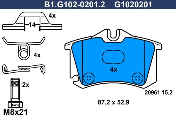 Galfer B1.G102-0201.2 - Brake Pad Set, disc brake car-mod.net