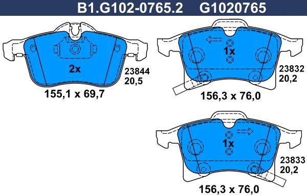 Galfer B1.G102-0765.2 - Brake Pad Set, disc brake car-mod.net