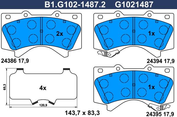 Galfer B1.G102-1487.2 - Brake Pad Set, disc brake car-mod.net