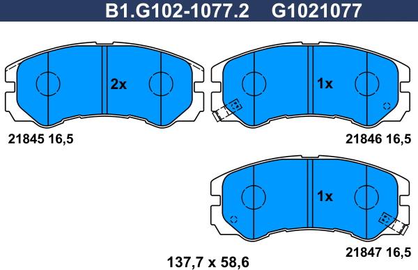 Galfer B1.G102-1077.2 - Brake Pad Set, disc brake car-mod.net