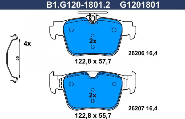 Galfer B1.G120-1801.2 - Brake Pad Set, disc brake car-mod.net