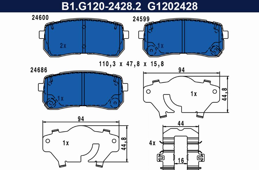 Galfer B1.G120-2428.2 - Brake Pad Set, disc brake car-mod.net