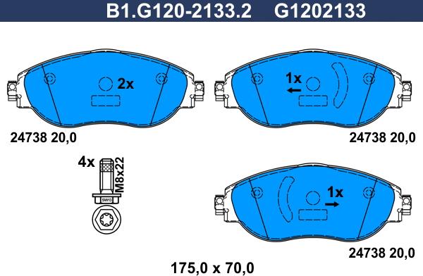 Galfer B1.G120-2133.2 - Brake Pad Set, disc brake car-mod.net