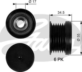 GATES OAP7090 - Pulley, alternator, freewheel clutch car-mod.net