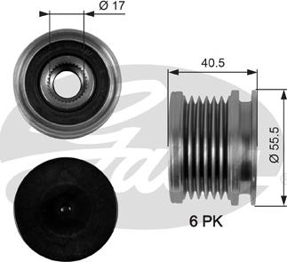 GATES OAP7040 - Pulley, alternator, freewheel clutch car-mod.net