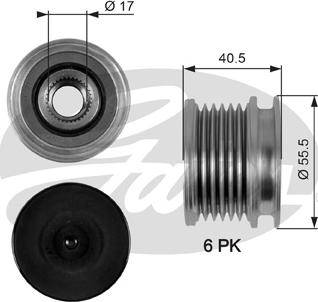 GATES OAP7060 - Pulley, alternator, freewheel clutch car-mod.net