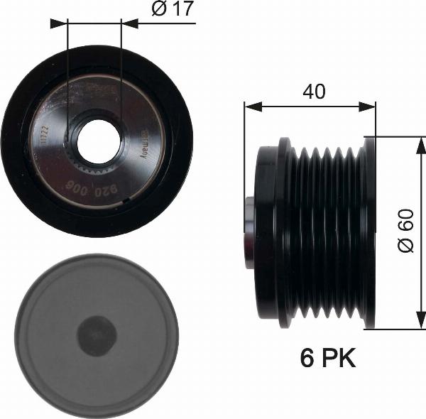 GATES OAP7154 - Pulley, alternator, freewheel clutch car-mod.net
