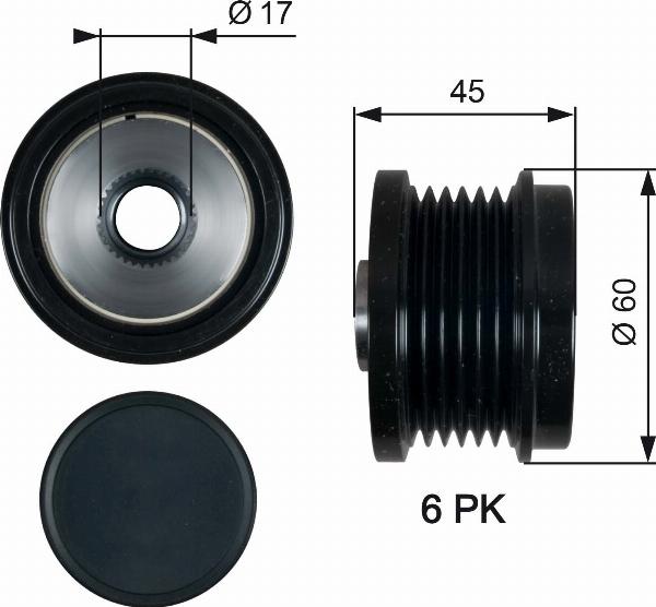 GATES OAP7155 - Pulley, alternator, freewheel clutch car-mod.net