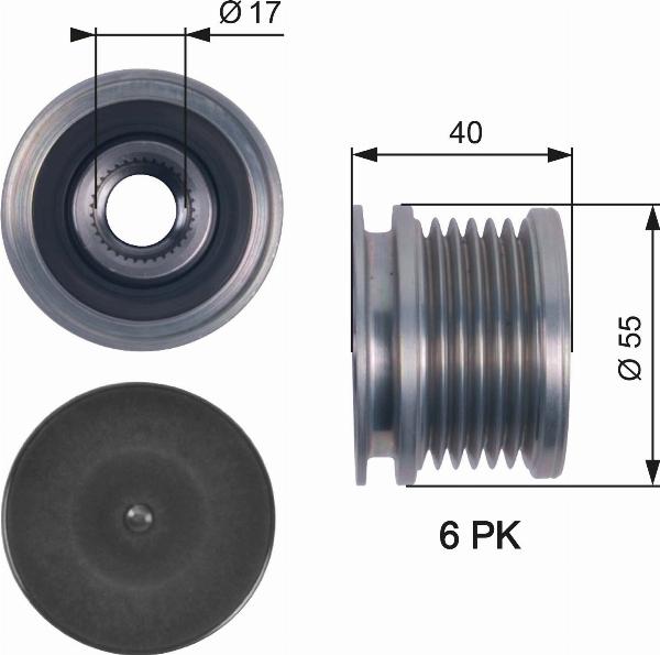 GATES OAP7114 - Pulley, alternator, freewheel clutch car-mod.net