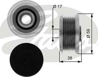 GATES OAP7077 - Pulley, alternator, freewheel clutch car-mod.net