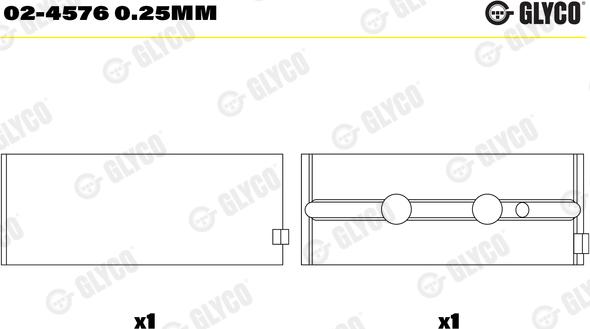 Glyco 02-4576 0.25mm - Main Bearings, crankshaft car-mod.net