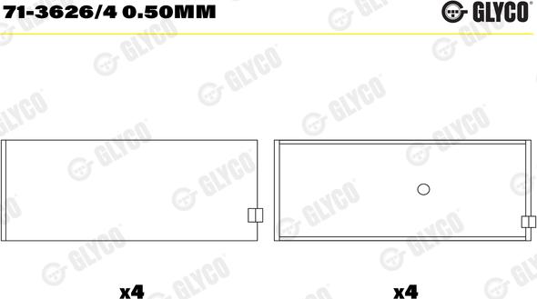 Glyco 71-3626/4 0.50mm - Big End Bearings car-mod.net