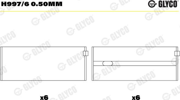 Glyco H997/6 0.50mm - Main Bearings, crankshaft car-mod.net