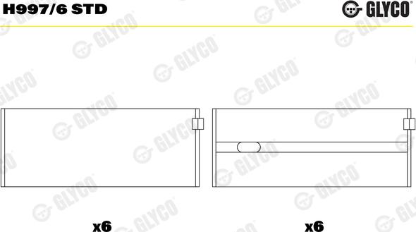 Glyco H997/6 STD - Main Bearings, crankshaft car-mod.net