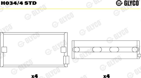 Glyco H034/4 STD - Main Bearings, crankshaft car-mod.net