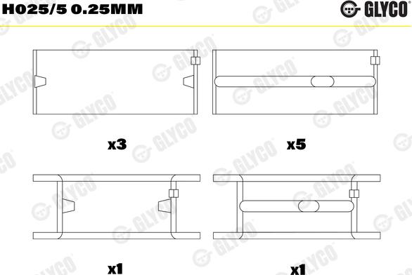 Glyco H025/5 0.25mm - Main Bearings, crankshaft car-mod.net