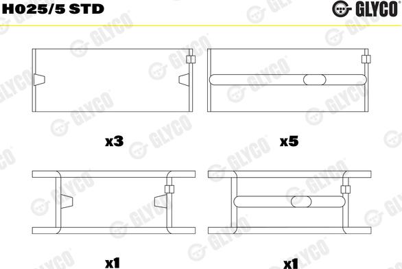 Glyco H025/5 STD - Main Bearings, crankshaft car-mod.net