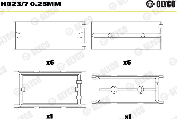 Glyco H023/7 0.25mm - Main Bearings, crankshaft car-mod.net