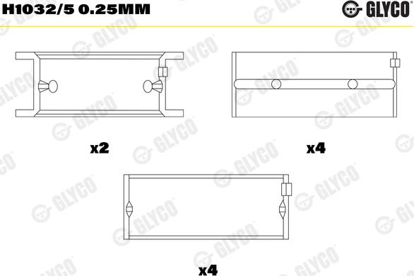 Glyco H1032/5 0.25mm - Main Bearings, crankshaft car-mod.net