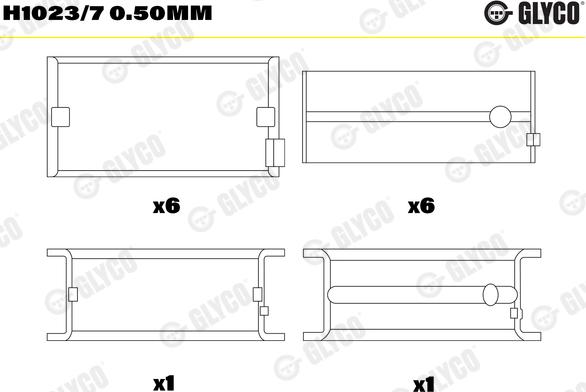 Glyco H1023/7 0.50mm - Main Bearings, crankshaft car-mod.net