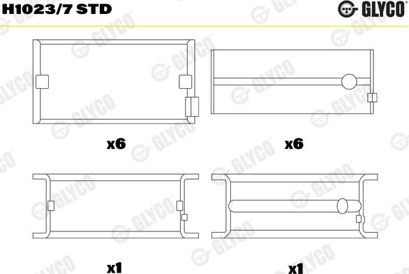 Glyco H1023/7 STD - Main Bearings, crankshaft car-mod.net