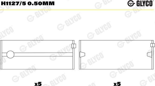 Glyco H1127/5 0.50mm - Main Bearings, crankshaft car-mod.net