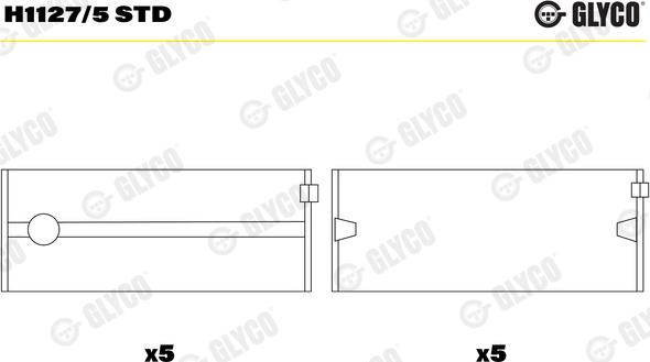 Glyco H1127/5 STD - Main Bearings, crankshaft car-mod.net