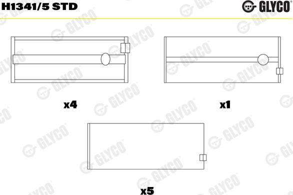 Glyco H1341/5 STD - Main Bearings, crankshaft car-mod.net