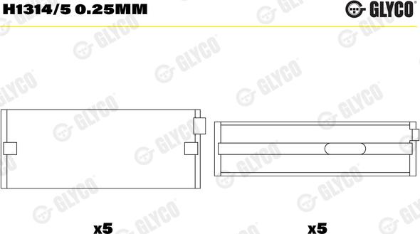 Glyco H1314/5 0.25MM - Main Bearings, crankshaft car-mod.net