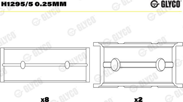 Glyco H1295/5 0.25MM - Main Bearings, crankshaft car-mod.net