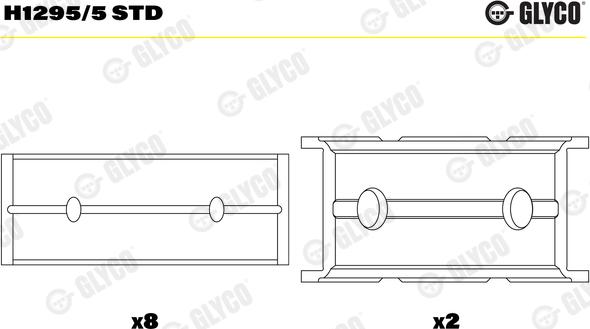 Glyco H1295/5 STD - Main Bearings, crankshaft car-mod.net