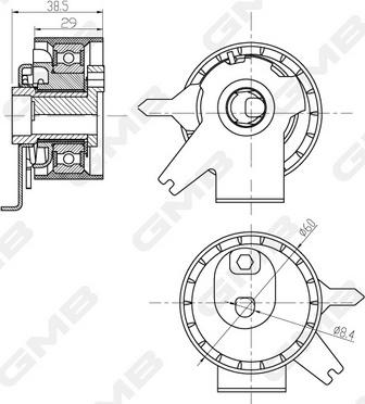 GMB GTB0350 - Tensioner Pulley, timing belt car-mod.net