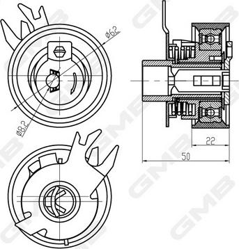 GMB GTB1190 - Tensioner Pulley, timing belt car-mod.net