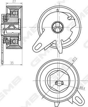 GMB GTB0430 - Tensioner Pulley, timing belt car-mod.net