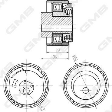 GMB GTB0470 - Tensioner Pulley, timing belt car-mod.net
