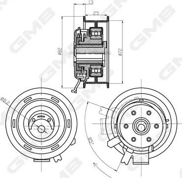 GMB GTB0150 - Tensioner Pulley, timing belt car-mod.net