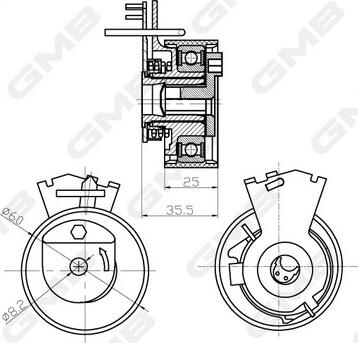 GMB GTB0110 - Tensioner Pulley, timing belt car-mod.net